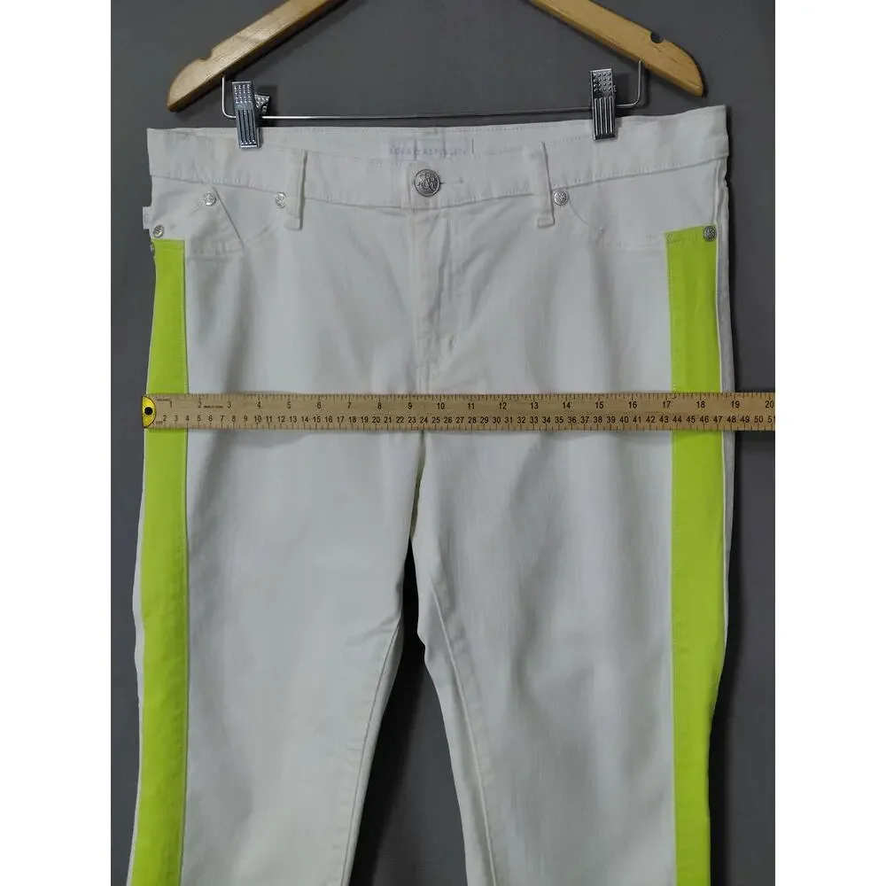 Rock & Republic Carnivale White Colorblock Straight Jeans Women Size 16